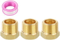 METALLIXITY 3PCS 3/8" MNPT x 1/4" FNPT Thread Brass Hex Bushing Extension | Brass Pipe Fittings, Tube Adapters Convert with Sealing Tape for Water Line, Tub Spout/Shower Head