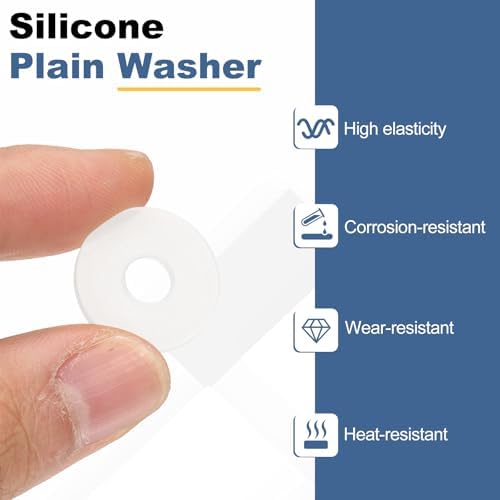 PATIKIL M4 Silicone Flat Washer, 20 Pcs 4mm ID 12mm OD 1.5mm Thick Plain Washer Grommets O-Ring Sealing Gasket Spacer for Faucet Pipe Water Hose Shower Door Handles, White