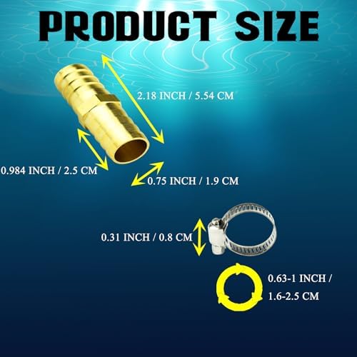 4 Pack Brass Garden Hose Connector Repair Mender Kit with Stainless Clamp, Fits 3/4" Water Hose Repair Fitting