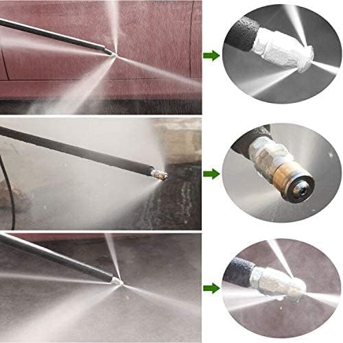 WEST BAY Sewer Jetter Kit 25 FT for Pressure Washer, 5800 PSI Drain Cleaner Hose 1/4 Inch NPT Corner Rotating and Button Nose Sewer Jetting Nozzle Spanner WatertightTape Pearl Corsage Pin | 1/4 Inch NPT, Corner, Rotating and Button Nose Sewer Jetting N...