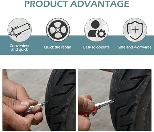 60 PCS Tire Repair Rubber Nail, Vacuum Tire Repair Kits Spiral Rubber Screws, Fast Self-Service Tool for Car, Truck, Motorcycle, Tractor Tire Puncture Repair (Black)