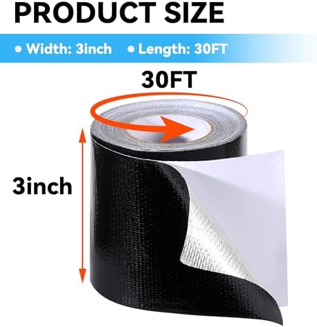 RV Awning Repair Tape: 3" x 30FT Black Fabric Heavy Duty Waterproof Patch Kit for Sail Tent Boat Cover Outdoor Repair