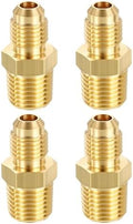 METALLIXITY 4PCS 1/4" Male Flare x 1/4"MNPT Thread Brass Hex Nipple Adapter | Male Straight Extension Adapters, Brass Pipe Fittings for Water Line, Tub Spout/Shower Head