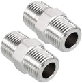 Pack of 2, 1/2" Male NPT to 1/2" Male NPT SUS304 Hex Nipple | Solid Male Pipe Adapter Hose Connectors for Pipe Repair, Bathroom Remodel, Tool Extensions, Compression, Irrigation