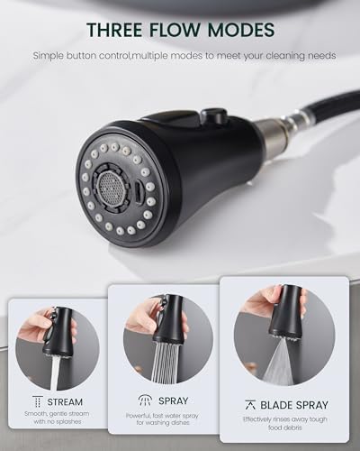 Kitchen Faucet Head Replacement, Matte Black Pull Down Spray Head