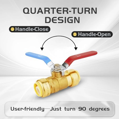 4-Pack Foskan 3/4" Push Fit Full Port Ball Valve with Disconnect clip, Brass Push-to-Connect Shut-off Valve for Hot and Cold Water Application(Blue and Red)