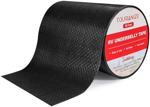 RV Underbelly Material RV Underbelly Tape, 6'' x 50' Waterproof Flex Belly Tape with Permanent Sealing Adhesive for Mobile Home, Camper Travel Trailer, Tear Repair Patch, Black