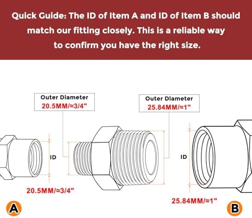 Pack of 5, 3/4" Male NPT to 1/2" Male NPT SUS304 Hex Nipple | Solid Male Pipe Adapter Hose Connectors with Sealing Tape for Pipe Repair, Bathroom Remodel, Tool Extensions, Compression