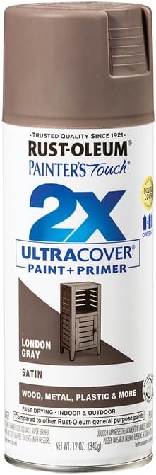 Rust-Oleum Painter's Touch 2X Ultra Cover Spray Paint, Satin London Gray