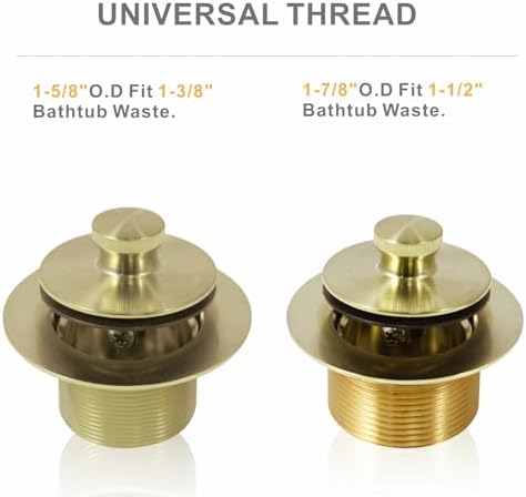 WELLUP Brushed Gold Bathtub Drain Conversion Kit,Lift & Turn Tub Drain