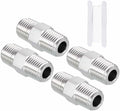 Pack of 4, 1/4" Male NPT To 1/4" Male NPT SUS304 Hex Nipple | Solid Male Pipe Adapter Hose Connectors with Sealing Tape for Pipe Repair, Bathroom Remodel, Tool Extensions, Compression