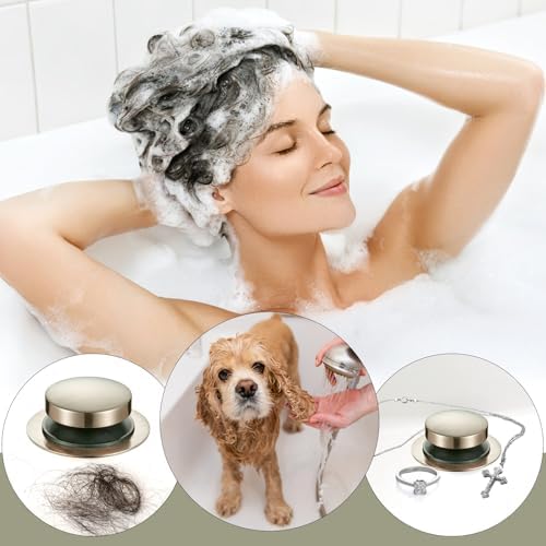 Universal Bathtub Stopper, Pop Up Bath Tub Drain Stoppers, EZ Install Bathtub Drain Replacement Trim Kit, Replaces Lift and Turn, Tip-Toe and Trip Lever Drains for Tub((Brushed Nickel)