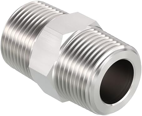 3/4" Male NPT to 3/4" Male NPT SUS304 Hex Nipple | Solid Male Pipe Adapter Hose Connectors for Pipe Repair, Bathroom Remodel, Tool Extensions, Compression, Irrigation