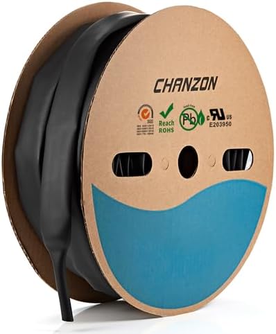 Chanzon 3:1 Ratio 5/8" (15mm) Heat Shrink Tubing 80Ft Roll Black