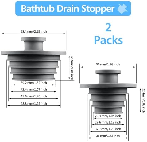 Aluvor Bathtub Stopper Drain Plug Bathroom Tub Plug Sink Stopper 2pcs