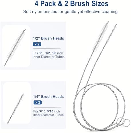 40-Inch 4-Pack Extra Long Pipe Cleaner Brushes for Straws & Kegerator Tubes