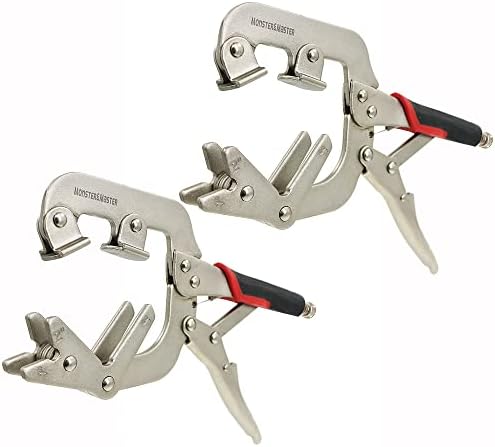 Monster & Master Welding Pipe Plier Clamps, 10" C-Clamp Locking with V-Pads