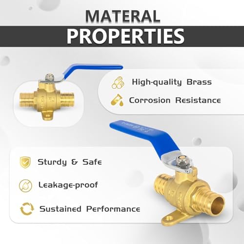 10 PCS Foskan 1/4" Turn PEX Crimp Ball Valves, 3/4"Drop Ear Shut-off Valve