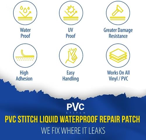 PVC Stitch Liquid Patch – Air Mattress Patch Kit Heavy Duty, Inflatable Patch Glue for PVC & PU, Inflatable Boats, Rafts, Kayaks, SUP, Hot Tubs, Waterbeds, Bounce Houses. Waterproof, 3-hr Cure, 20 ml