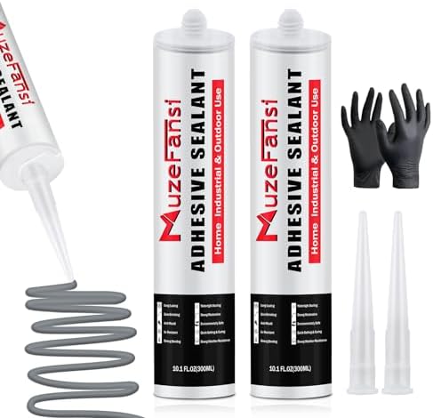 Concrete Crack Filler and Sealant Self-Leveling, Fast Curing Cement Crack Filler Concrete Sealer Outdoor Waterproof Caulking Glue for Cement-Based Materials Gray(10.1 fl. oz, 2 Pack)