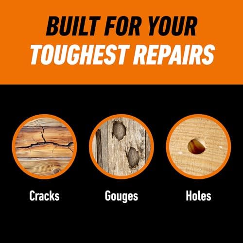 Gorilla Wood Filler, Water Resistant, White, 6 oz Tube