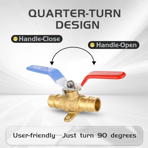 40-Pack Foskan Brass PEX-A Expansion Drop Ear Full Port Ball Valve, 1" Shut-off Valve for Hot and Cold Water Distribution(Blue and Red)