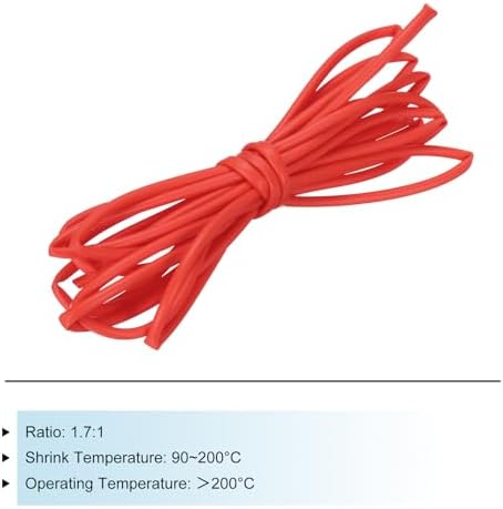 MECCANIXITY Silicone Heat Shrink Tubing 1.7:1 Ratio 3/32"（2.5mm) ID x 9/64"（3.5mm) OD 9.84ft(3.0m) Silicone Rubber Hose Insulation Sleeve for Automotive Wiring Marine, Red