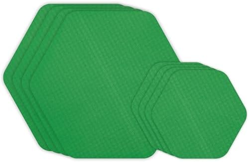 GEAR AID Tenacious Tape Hex Repair Patches, 2.5" & 1.5", Green, 8 Count | Pre-Cut Peel-and-Stick Repair Patches for Fixing Holes, Tears and Burns in Jackets, Tents, Sleeping Bags and Gear