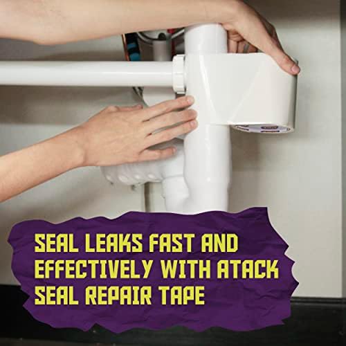 ATack Waterproof Patch and Seal Tape, White, 4 Inches x 10 Feet, Water Barrier Tape for Stop Leak Repair on Pipes, Chimney, Roof, Boat, and HVAC