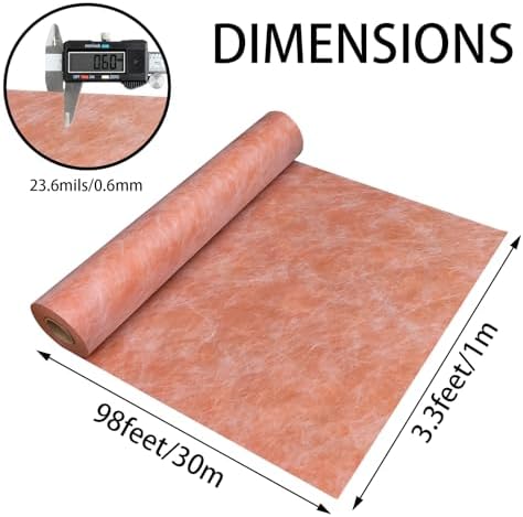 Waterproof Membrane 23.6mils 3.3x98.4'/323 Sq Ft Tile Membrane for Shower