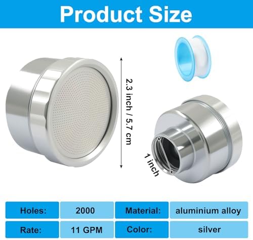 2000 Holes Water Nozzle, 3/4 Inch Aluminium Alloy, 1 Pack | Water Hose Nozzle, PTFE Thread Seal Tape, High Pressure Nozzle, Outdoor Garden/Tender Plants/Flowers/Greenhouse