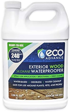 Eco Advance Exterior Wood Siloxane Odorless Spray-On Application Waterproofer, Waterproof Wood Sealer, Safe for Plants, Pets, and People, 1 Gallon