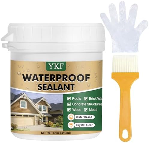 YKF Clear Waterproof Sealant, Self-Leveling Brush-On Coating, 12 Fl Oz