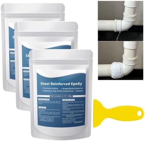Steel Reinforced Epoxy Putty,Metal Repair Putty for Filling Cracks and Holes,Waterproof Heat-Resistant Epoxy Putty Repair Kit for Pipe Metal,Wood,Ceramic,Tile,Plastic(F)