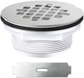 Enhon 4.25" OD Shower Drain Assembly, Snap in Shower Base Drain and Round Grid Strainer Cover, Fits 2 in. Schedule 40 ABS and PVC Pipes, Stainless Steel Cap, ABS Base(Silver,1 Pack)