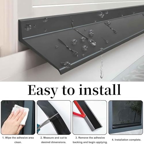 Waterproof Window Weather Bar,Flexible Self Adhesive Door and Window Drip Cap Rain Deflector,Self-Adhesive 135° Angle Seal,Prevents Leakage for Sliding Windows(W-4.5cm,L-200cm/78.7in/6.6ft)