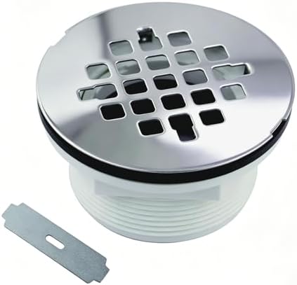 WELSAN Chrome Plated 2 Inch PVC Shower Drain Kit, Round Shower Floor Drain
