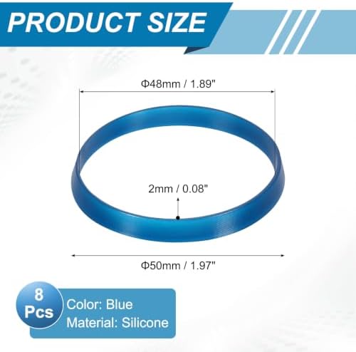 uxcell 8 Pcs Seal Ring Silicone Washer, 50mm/1.97" Silicone Gasket Washers O Ring Seals for 1 7/8 Inch Drain Pipe Sink Drains for Seals Repair Shower Hose Faucet Shower Head, Blue