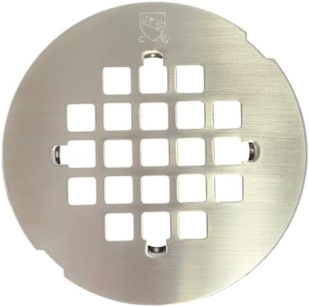 Westbrass D206P-07 2" No-Caulk PVC Compression Shower Drain with 4-1/4" Round Grid Cover, Satin Nickel