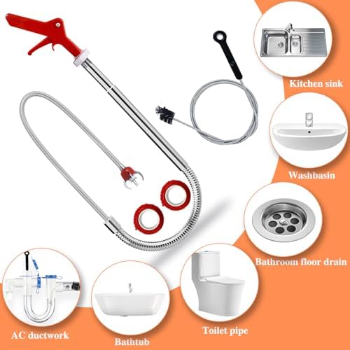 Drain Snake Toilet Auger AC Drain Line Cleaning brush Hair Clog Remover Tools Drain opener set for Men/Women Perfect Option Types of clog for Toilet,Kitchen Sink,Bathroom Sewer Various Projects