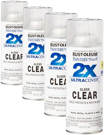Rust-Oleum 334029 Painter's Touch 2X Ultra Cover Spray Paint, 12 oz, Gloss Clear (Pack of 4)