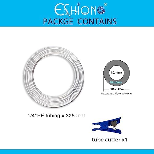 ESHIONG NSF Certified 1/4" O.D. Water tubing Hose Pipe for RO (Reverse Osmosis) Water Filter 330 Feet (100M)+Tube Cutter.…