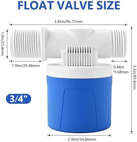 2Pcs 3/4" Aquapulse Side Inlet Water Float Valve, Automatic Water Level Conrtol Valves, Aqua pluse Water Tank Float Valve for Livestock, Swimming Pool, Toilet, Garden Irrigation System, 3/4" Hose