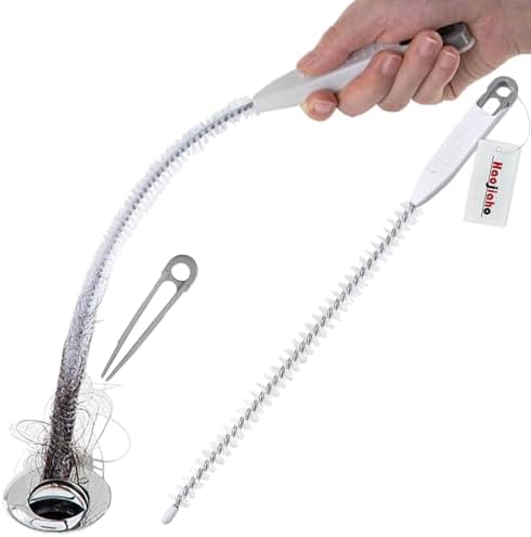 Upgraded Sink Drain Overflow Cleaning Brush, 23.6" Sewer Drain Brush, Bendable Long Pipe Cleaners, Household Sewer Hair Catcher with Cleaning Forceps