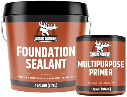 Liquid Rubber Foundation and Basement Sealant & Multi-Purpose Primer Kit - 1g Foundation Sealant & 1q Multi-Purpose Primer