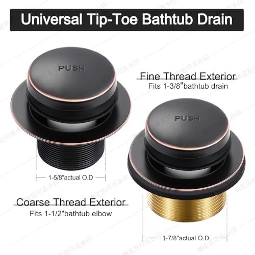 Tub Drain Kit with Bathtub Drain Stopper (Oil Rubbed Bronze)