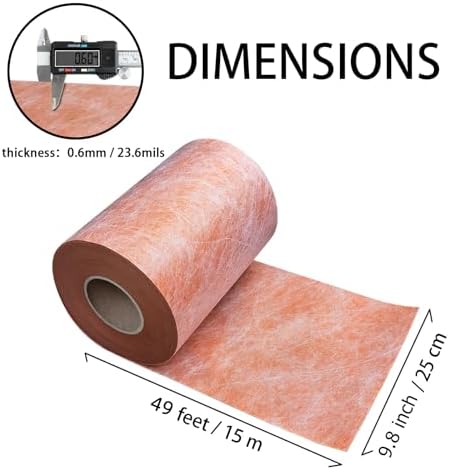 Waterproof Membrane 23.6mils 9.8in x 49Ft/40 Sq Ft Tile Membrane for Shower