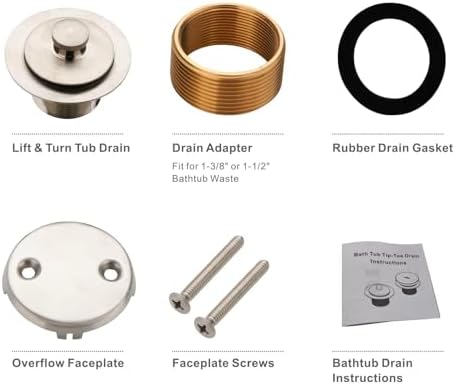 WELLUP Brushed Nickel Bathtub Tub Drain Conversion Kit,Tub Drain Overflow