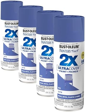 Rust-Oleum 383202 Painter's Touch 2X Ultra Cover Spray Paint, 12 oz, Satin Iris (Pack of 4)