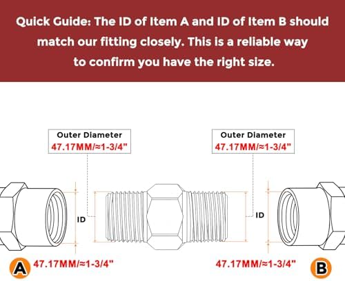 1 1/2" Male NPT to 1 1/2" Male NPT SUS304 Hex Nipple | Solid Male Pipe Adapter Hose Connectors with Sealing Tape for Pipe Repair, Bathroom Remodel, Tool Extensions, Compression